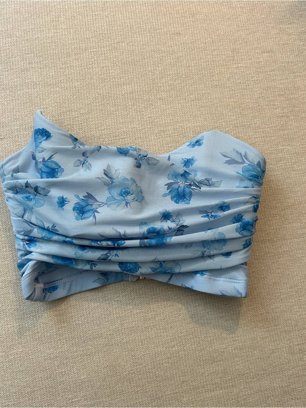 Garage Light Blue Floral Bandeau Crop Top